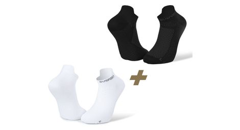 Coppia di calzini bv sport light 3d ultra corti x2 neri bianchi