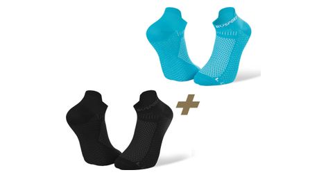 Paar bv sport light 3d ultra korte sokken x2 zwart blauw