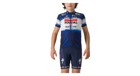 Maglia a manica corta castelli soudal quick step 2023 bambino blu/bianco