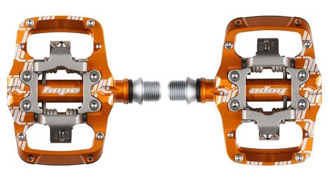 Ein Paar Hope Union TC Clip Klickpedale in Orange