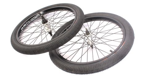 Jeu de roues bmx avec pneus khe mac2 20 pouces 14mm / 10mm s/b