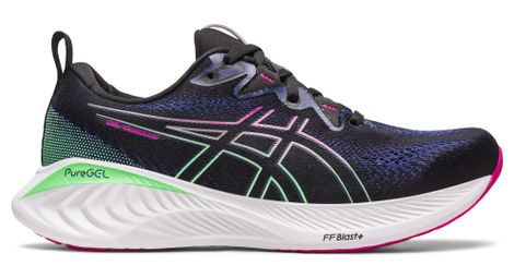 Asics gel cumulus 25 running shoes black blue pink women's