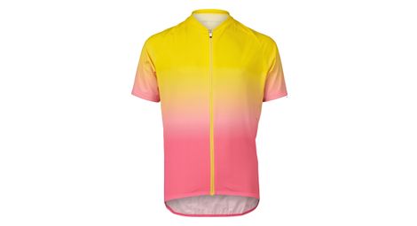 Maillot manches courtes enfant poc xc jaune/rose