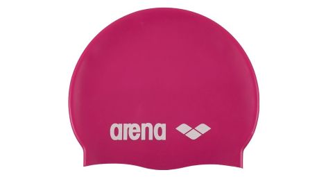Arena bonnet de bain classic silicone fuchsia/white