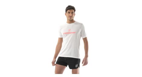 Camiseta de manga corta compressport podium blanca hombre