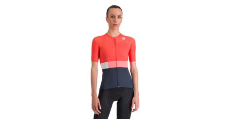 Maillot de manga corta sportful snap mujer coral/azul