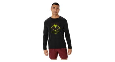 Maillot manches longues asics fujitrail logo noir jaune homme