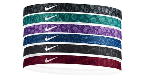 Mini kopfbänder (x6) unisex nike printed headbands mehrfarbig