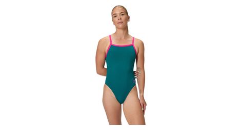 Costume intero da donna Speedo Club Training Turnback blu/rosa