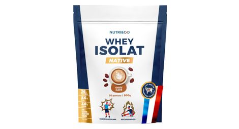 Whey isolate native - prise de masse et musculation - goût café - 900gr