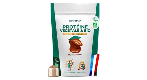 Prot&eacute;ine V&eacute;g&eacute;tale Bio 500g 4 Sources de Prot&eacute;ines Go&ucirc;t Cacao Vegan NUTRI&CO