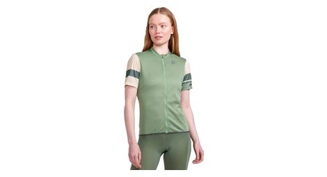 Maillot craft core endur mujer manga corta verde beige