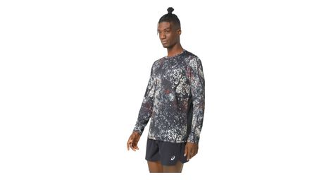 Maillot de manga larga asics hombre all over print negro blanco