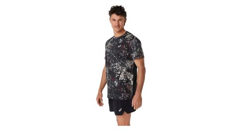 Maillot manches courtes asics all over print noir blanc homme