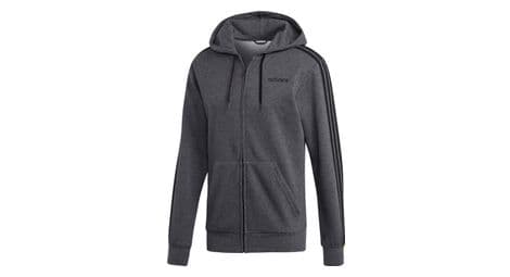 Adidas essentials 3 stripes fleece hoodie dx2528 homme gris sweat shirt
