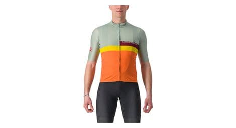 Maillot manches courtes castelli a blocco vert/orange