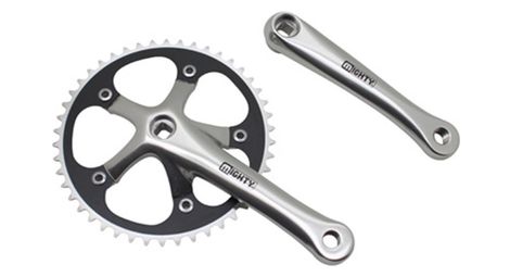 PEDALIER ROUTE FIXIE 3.30 ALU ARGENT-NOIR 165mm PLATEAU 46D. (FIXIE - SINGLESPEED) DIAM. 130mm