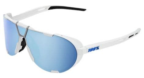 100% westcraft soft tact witte zonnebril - blauwe gespiegelde lenzen