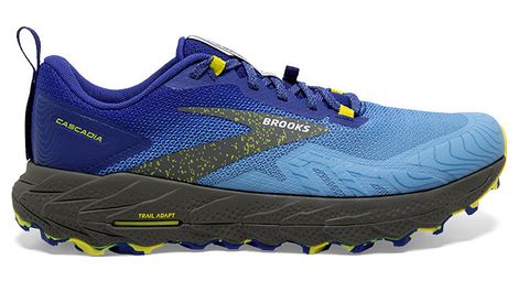 Brooks cascadia 17 blue grey yellow men's trail shoes 44.1/2