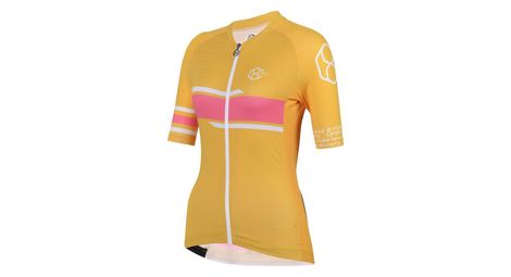 Maillot cycliste jaune/multicolore pour femme manches courtes 8andcounting