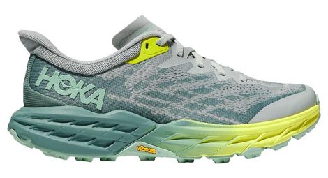 Chaussures de Trail Running Femme Hoka Speedgoat 5 Gris Vert Jaune