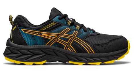 Asics pre venture 9 gs black yellow children's trail running shoes