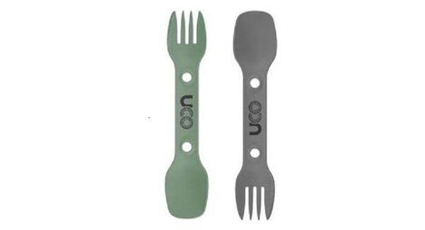 Spork lot de 2 couverts 3 en 1 cuillère-fourchette-couteau - noir et kaki