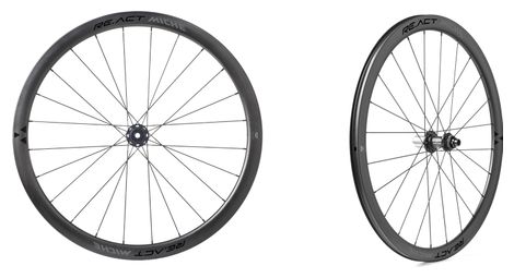 pair of miche re act dx 38 38 tubeless 700 disc wheels 12x100mm 12x142mm centerlock