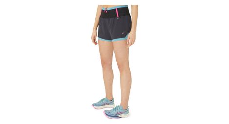 Pantaloncino fujitrail nero blu 2 in 1 asics donna