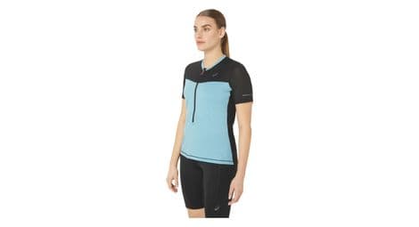 Asics women's fujitrail run black blue short-sleeved jersey
