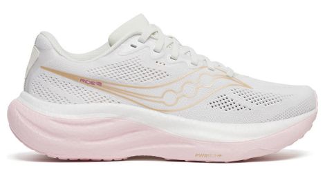 saucony ride 19 running shoes white pink women s