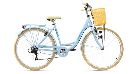 Vélo de ville femme 28 cantaloupe bleu avec panier tc 48 cm dacapo