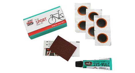 Kit reparation chambre a air tip top tt04 sport boite (6 patchs f0 15mm + colle 3g + papier ponce) avec notice (5060045)