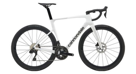 cannondale supersix evo 5 road bike with shimano 105 di2 12 speed drivetrain 700 mm handlebar gray white 2026