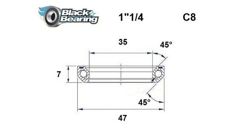 Black bearing - c8 - roulement de jeu de direction 35 x 47 x 7 mm 45/45°