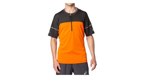 Maillot 1 2 zip asics fujitrail orange gris