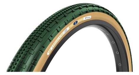 Pneu Gravel Panaracer GravelKing SK 700 mm Tubeless Ready Souple ZSG Gravel Compound BeadLock TuffTex Vert British Racing Flancs Beiges