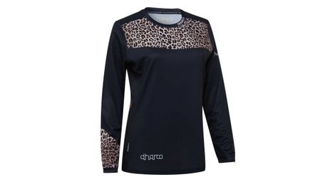 Maillot manches longues femme dharco gravity leopard noir beige