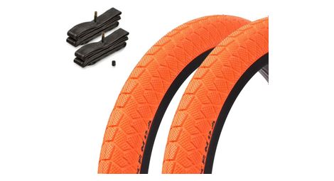 2x pneus BMX KENDA 20 pouces x 1,95 pouces orange + chambre à air AV