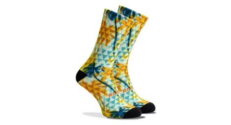 Chaussettes velo rogelli hawaii - homme - menthe/orange