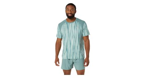 Maillot manches courtes asics road all over print vert homme