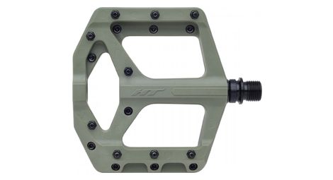 Coppia di pedali piatti ht components supreme-c pa32a verde oliva