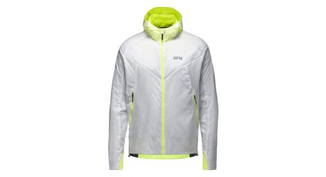 Chaqueta con capucha gore wear r5 gore-tex infinium impermeable para correr blanco/amarillo fluorescente m
