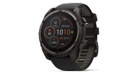 Fenix 8 Solar   51 mm Sapphire Titane Carbon Gray Dlc Avec Bracelet en Silicone Noir Gris