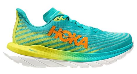 Chaussures de Running Femme Hoka Mach 5 Bleu Vert Jaune