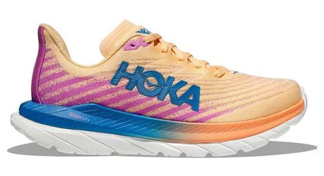 Chaussures de Running Femme Hoka Mach 5 Orange Rose Bleu