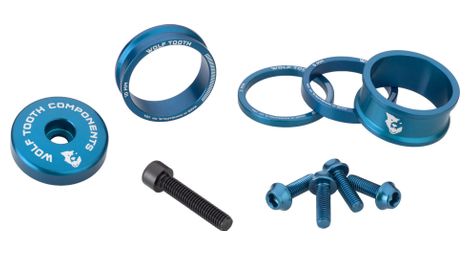 Kit de personnalisation wolf tooth anodized color kit (entretoises de direction, capot de direction, vis de porte-bidon) bleu