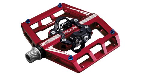 pair of funn mamba grs double side spd red automatic pedals with cages