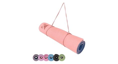 Tapis de yoga tapis de sport tapis fitness avec un sangle 183 x 61 x 0,6 cm rose marine