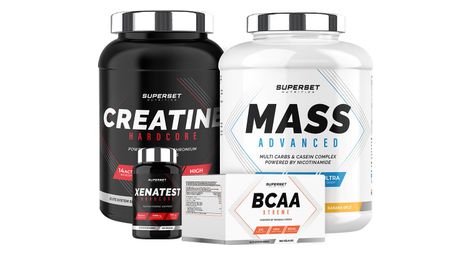 Programme prise de masse expert - mass advanced 2,5kg banana split - créatine hardcore - bcaa xtreme - xenatest hardcore